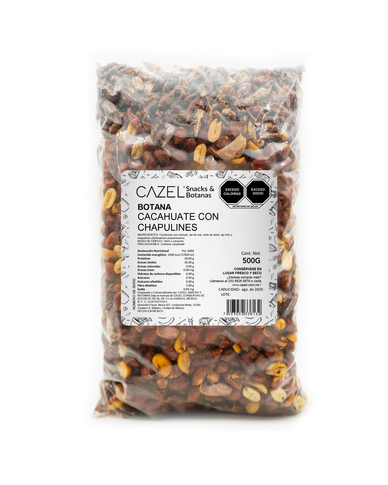 Botana Oaxaqueña Cacahuates Con Chapulines 500GR