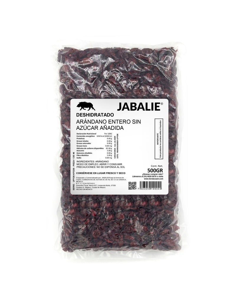 JABALIE® Deshidratado Arándano Entero Sin Azúcar Añadida 500 gr